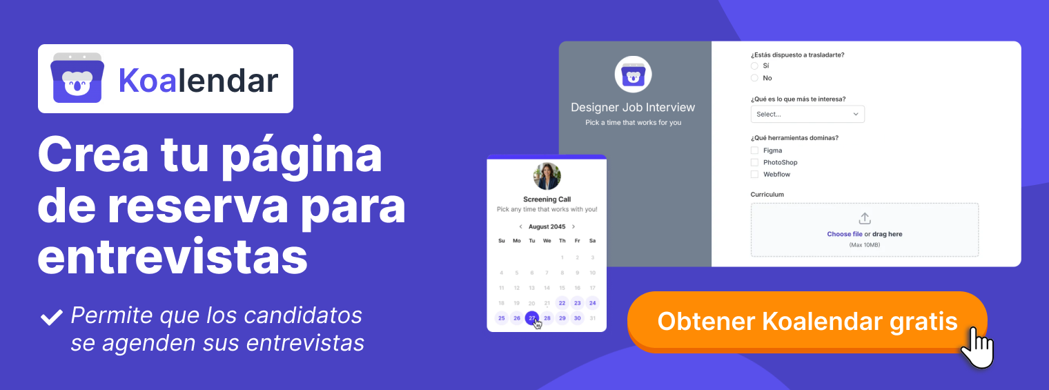 crea tu pagina de reservas para entrevistas con koalendar